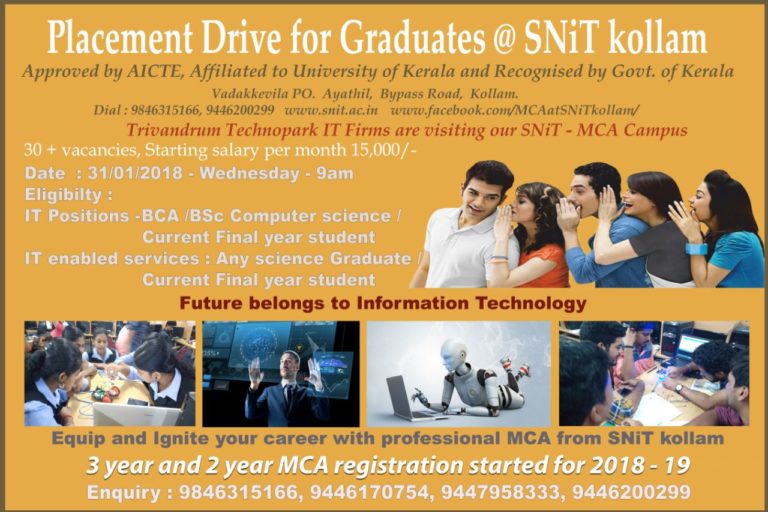 Placement drive for graduates at SNiT Kollam.