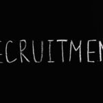 recruitment lettering text on black background